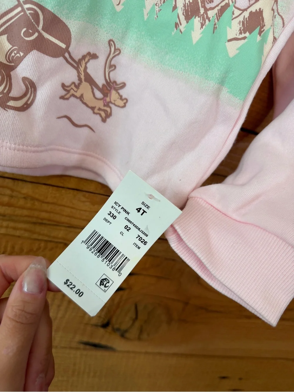 Gymboree Pink Long-Sleeve Holiday Sled Graphic Tee